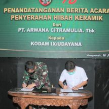 Kodam Udayana Terima Hibah 10.000 Meter Keramik dari PT. Arwana Citramulia, Tbk.