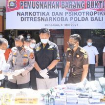 Polda Bali Musnahkan Barang Bukti Ribu Gram Narkotika dan  67.410 Butir Psikotropika