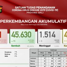 Update Penanggulangan Covid-19 di Bali, Pasien Sembuh Bertambah 55 dan Positif 37 Orang